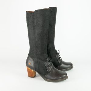 Black Suede and Leather ART Company Heeled Boots